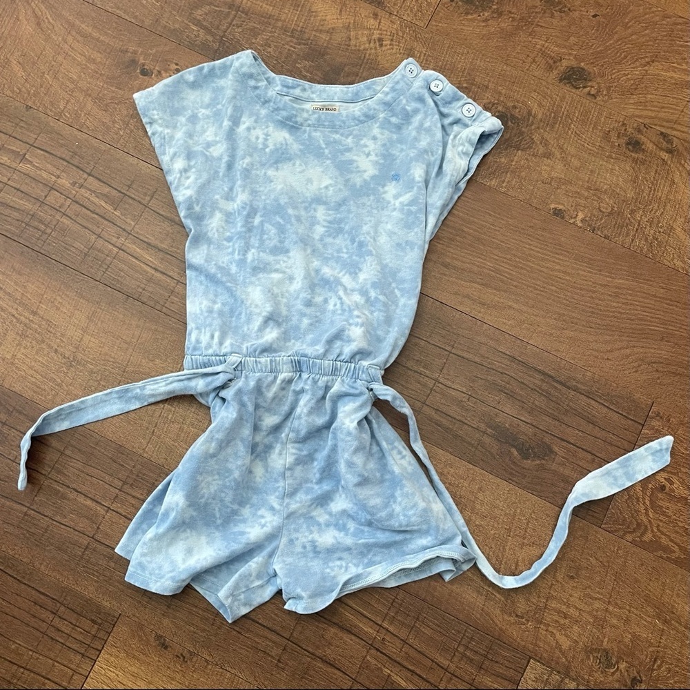 Lucky brand girls sky blue romper sz medium 8/10